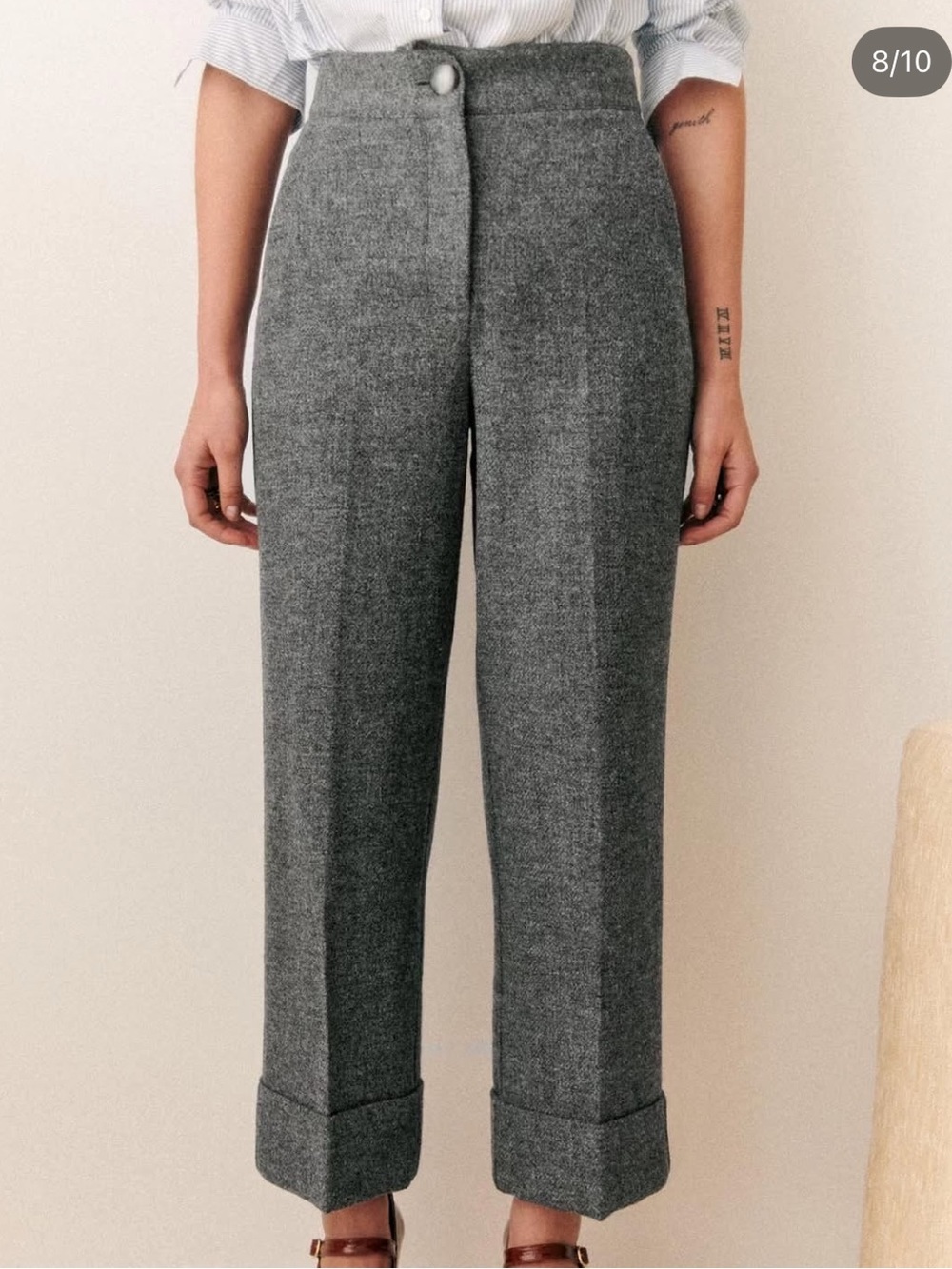 Sezane Damon Trousers Mottled Grey - Size 2 34 - Picture 3 of 9